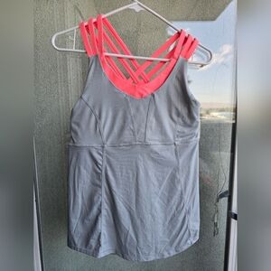 lululemon athletica Strappy Gray and Pink Crop Top